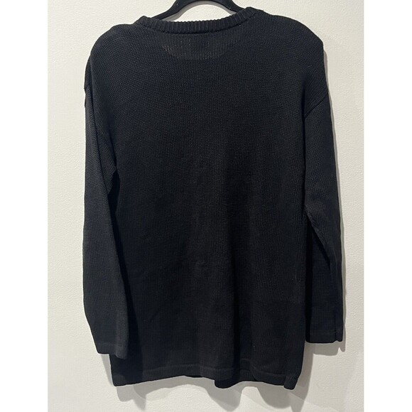 Nutcracker Tunic Sweater Women’s Medium Beaded Poinsettia Holiday Black Dress - Picture 2 of 8